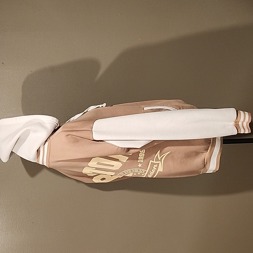 Boston Varsity Hoodie in Tan and White - Picture 7 of 7
